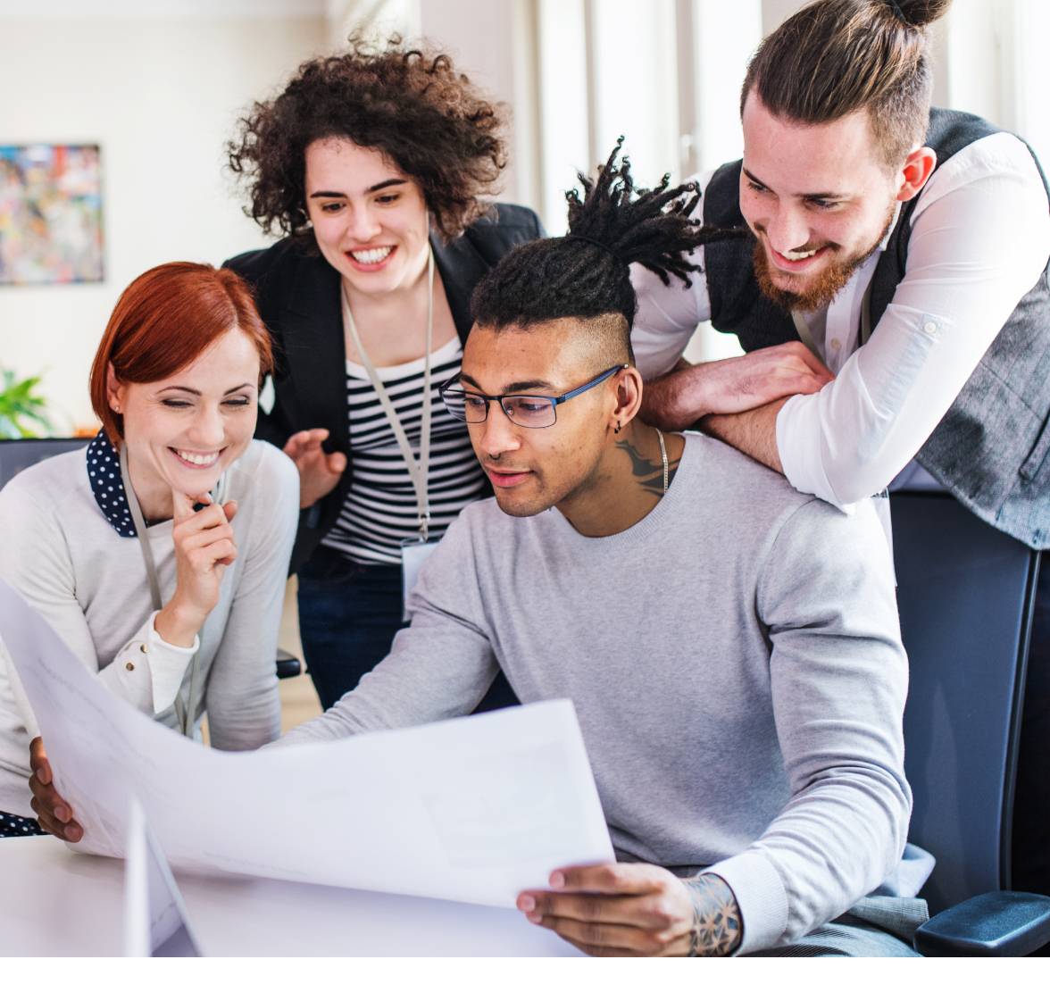 group-of-office-workers-reading-paper