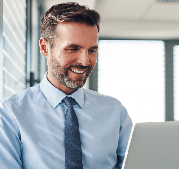 Business man looking at screen